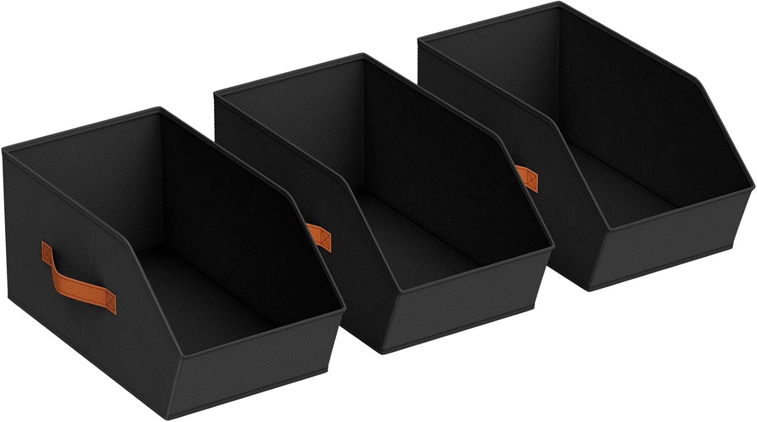 Homsorout Large Closet Storage Cubes - Closet Storage Bins with Dual Handles for Clothes, Towels, Toys, Shelf Organizer Bins for Bedroom, Nursery, Shelves, Small Spaces, Black, 3 Pack