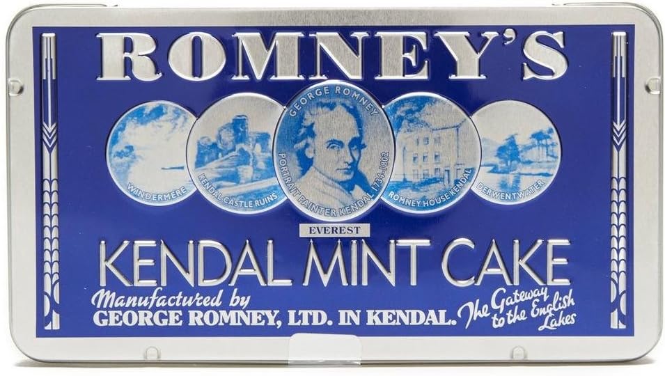 Romney's of Kendal - KENDAL MINT CAKE White bar in Souvenir Presentation Tin (LARGE) 170g/5.98oz