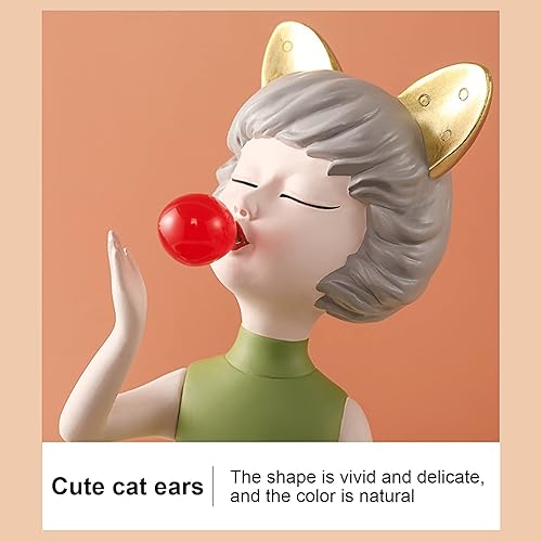 Miniatura 3 de Figura decorativa de niña moderna y linda decoración con bandeja de escritorio, cuenco para llaves para decoración de mesa de entrada, bandeja de