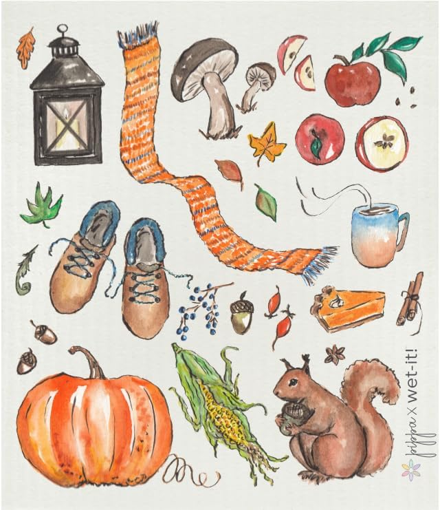 Miniatura 3 de Juego de 2 paños de cocina suecos - Otoño vintage