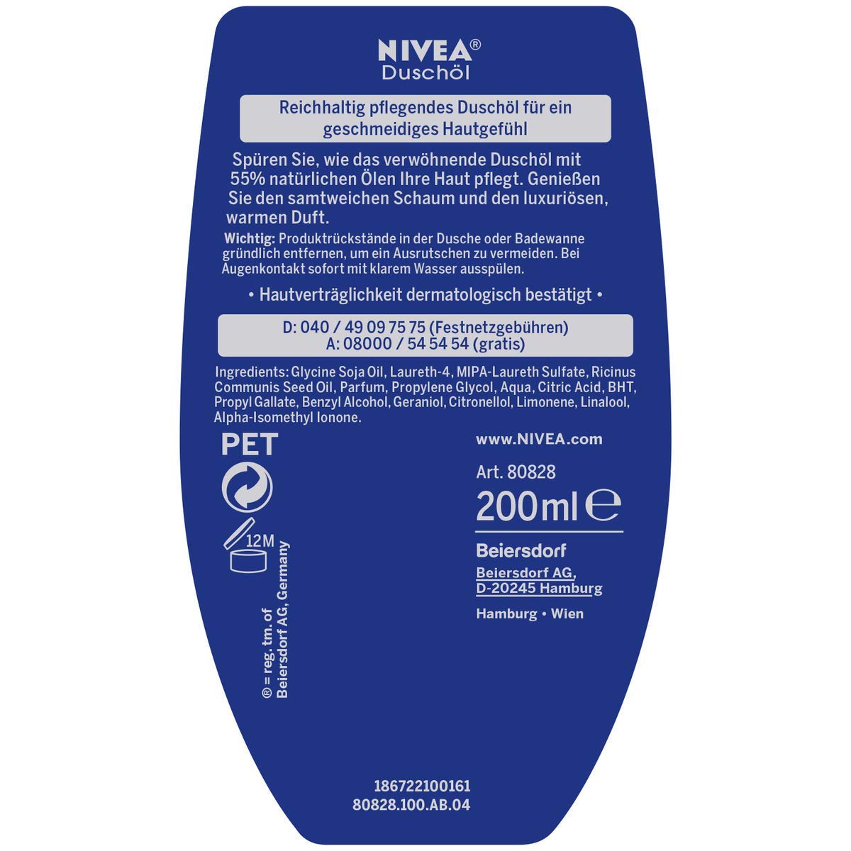 Nivea Pure & Natural Oil Shower Oil Shower Gel 200 ml (Pack of 2) - Image 2