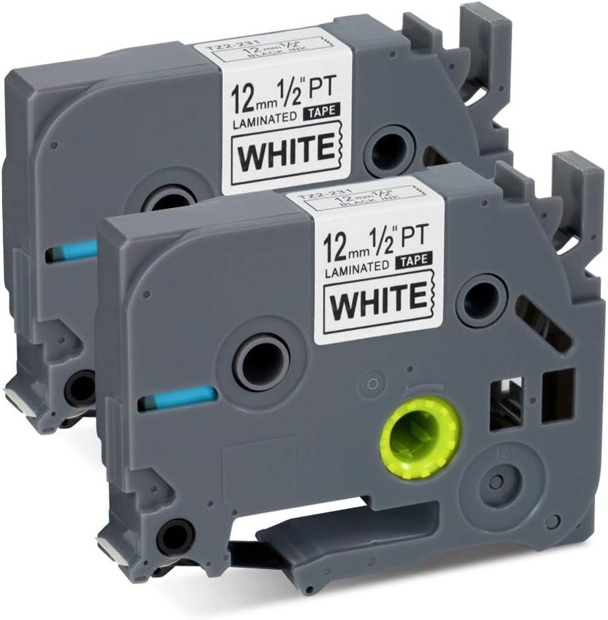 P PUTY Compatible Label Tape Replacement for Brother P Touch TZe-231 TZ-231 Label Maker Tape, 0.47" Laminated for PT-D210 PT-H100 PT-1280 PT-1880 12mm (1/2 Inch) x 8m (26.2 ft) Black on White 4-Pack : Electronics