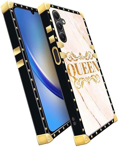 Miniatura 2 de DAIZAG Funda compatible con Samsung Galaxy A14 5G, B Queen Samsung Galaxy A14 5G, funda cuadrada de lujo elegante para mujeres y niñas, decoración
