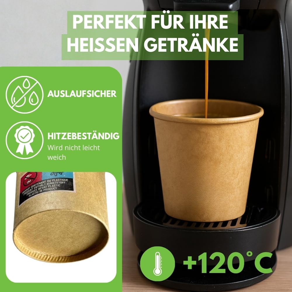 COVR Kraft Pappbecher, recycelbar, für heiße und kalte Getränke, robust und griffig, 10–12 cl (4 oz), 3000 Stück