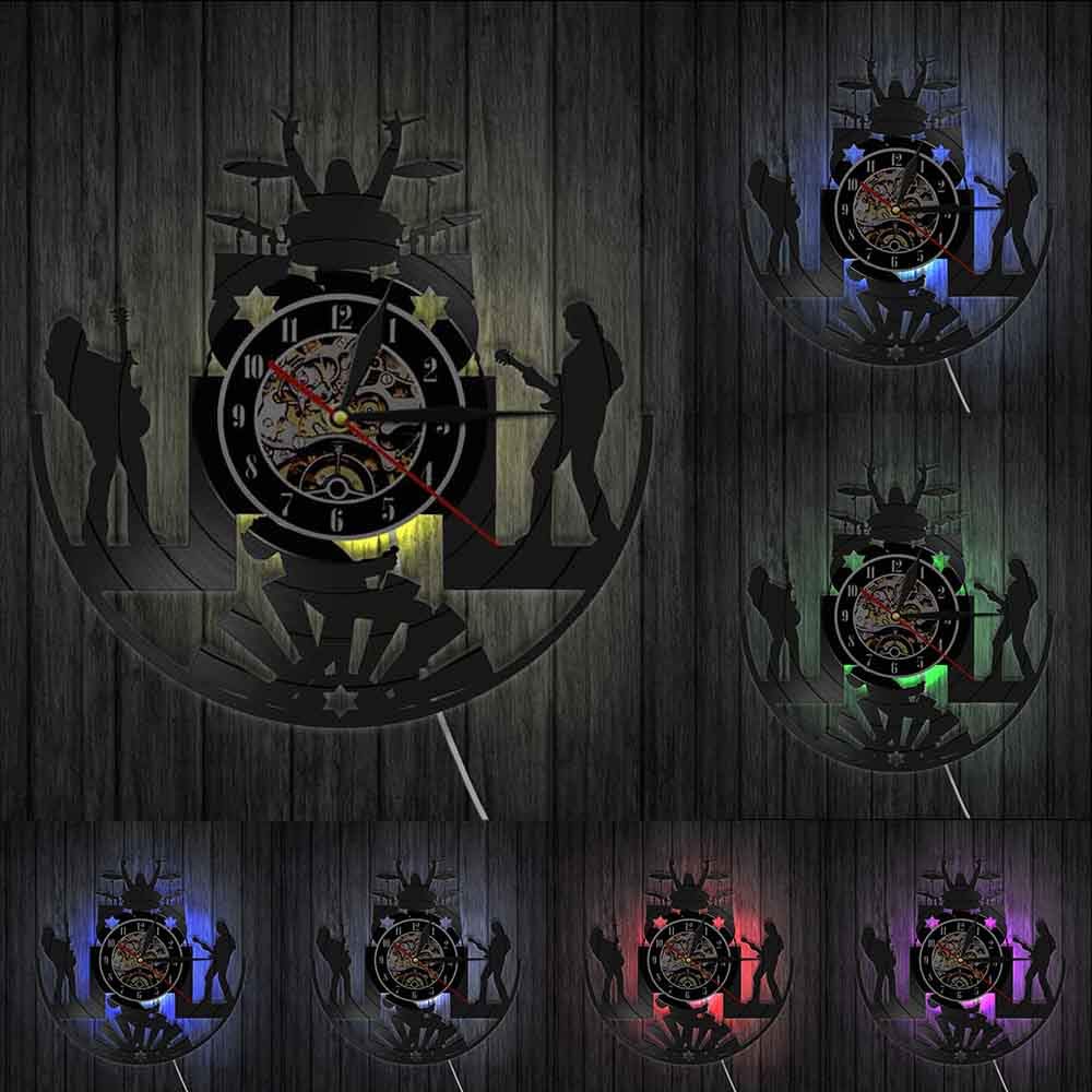 Orologio Da Parete In Vinile Per Musicisti - Design Bassista, Chitarra, Batteria, Rock Metal Punk - Idea Regalo Originale