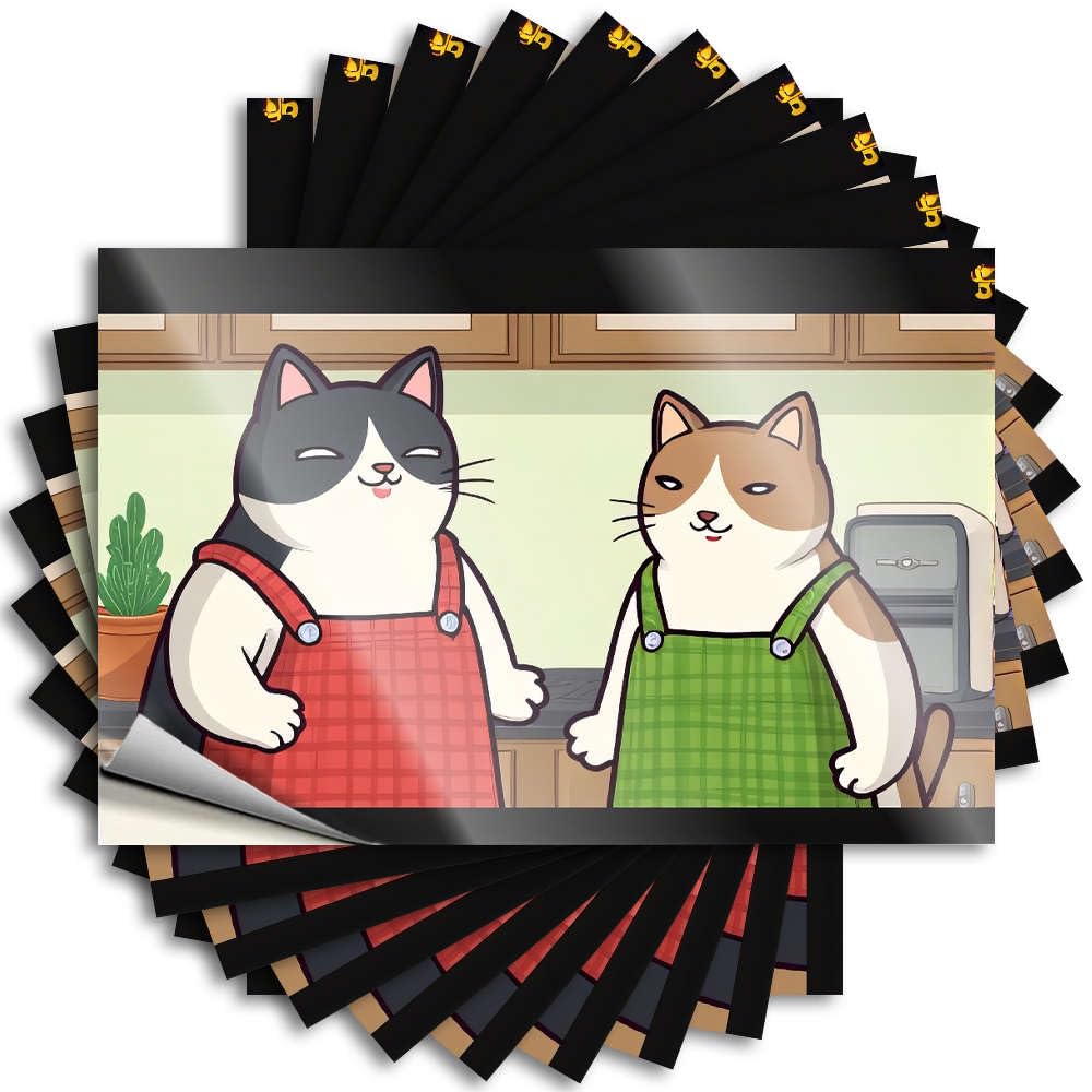 Saying Funny Room Decor Waterproof Vinyl Sticker | Two Cats in Aprons Standing in A Kitchen. Great Hat for Military DIY Projects(12X18CM)