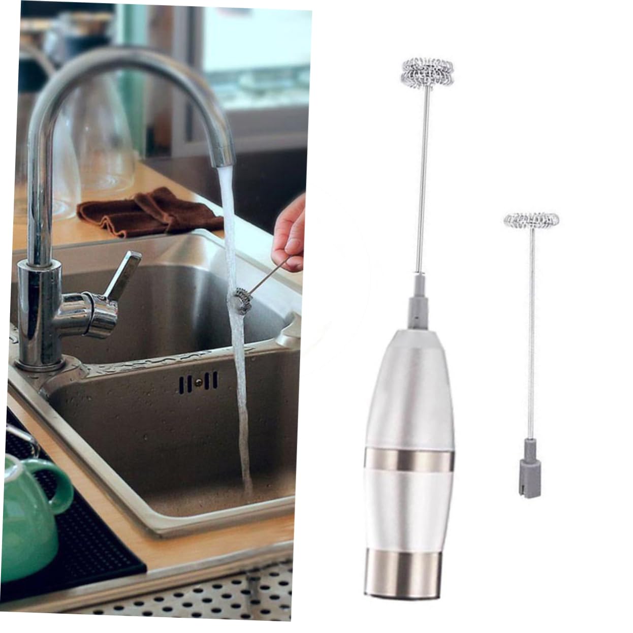 Cabilock Espumador de Leche Eléctrico Inoxidable con Soporte Batidor de Mano Ligero y Silencioso para Café Casa sin Batería Fácil de Usar y Limpiar