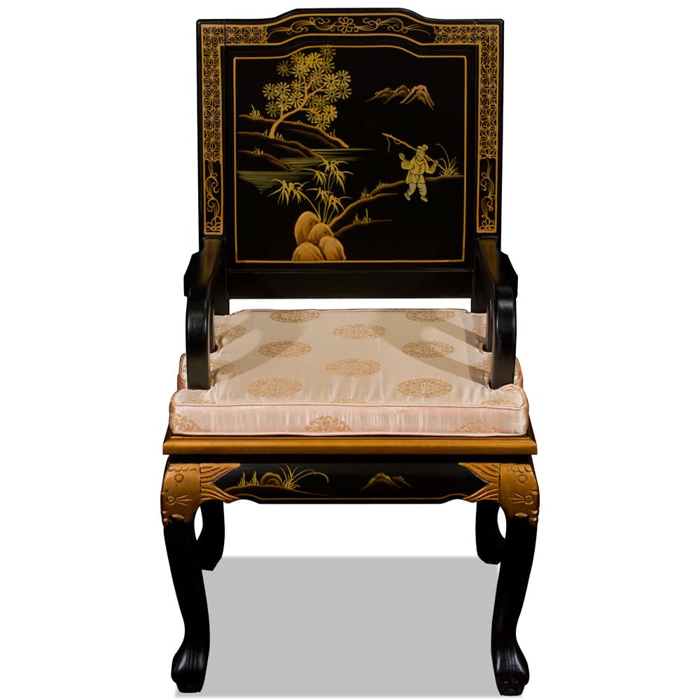 Amazon.com: ChinaFurnitureOnline Black Queen Anne Chinoiserie