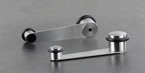 Miniatura 4 de EVI  Tope de puerta giratorio  para puertas de hasta 2.75 pulgadas de grosor  Caucho negro  Acabado mate de acero inoxidable  Incluye tornillo +