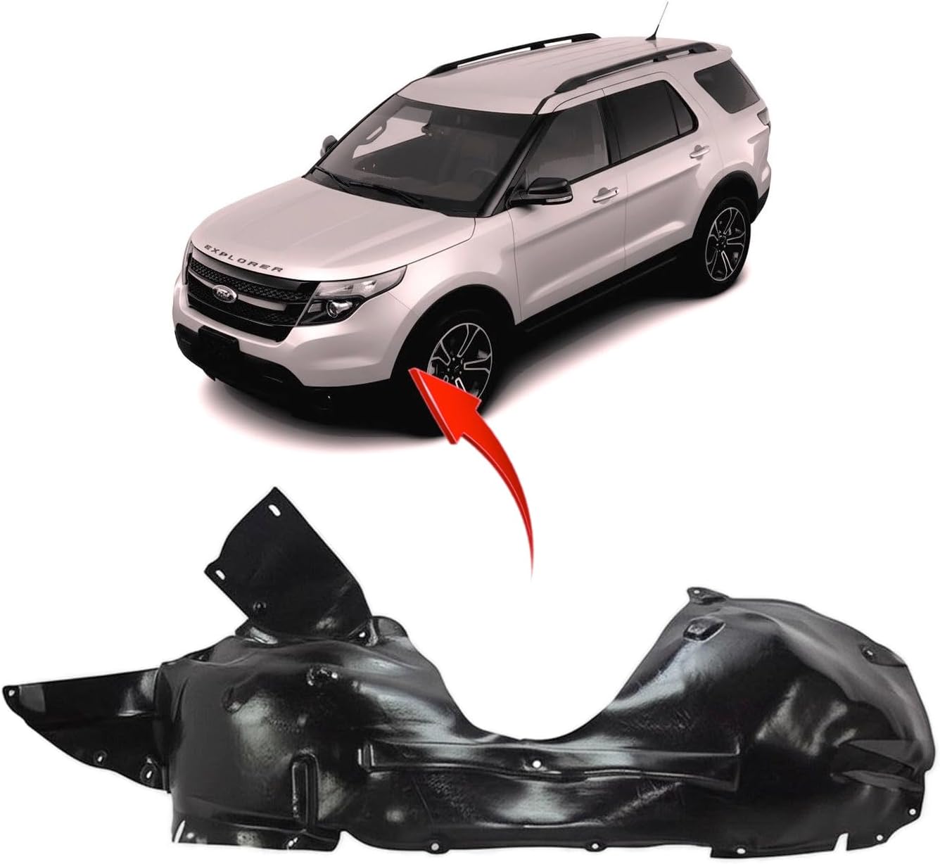 FitParts Front Left Fender Liner for Ford Explorer (2011–2015)