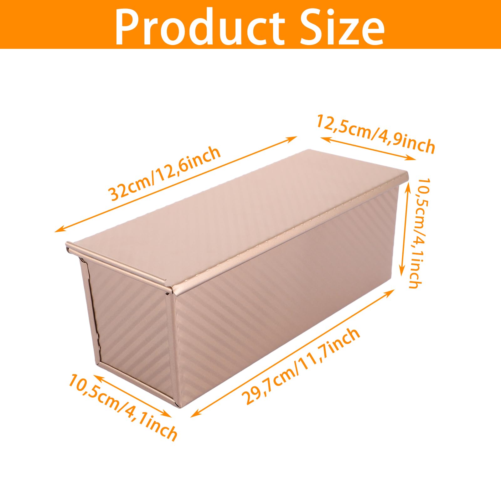 Teglia per pane tostato, con coperchio, 1000 g, per pane, pane e toast con coperchio, antiaderente, per pane, pane, pane, toast e torte, oro rosa