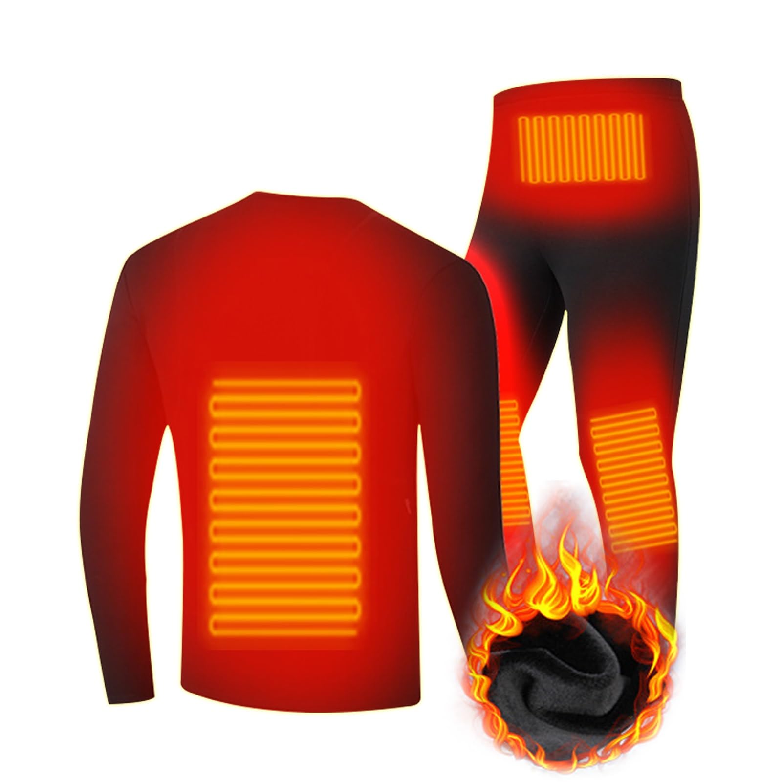 Calefacción Ropa Interior,Invierno Caliente USB Calefacción Ropa Interior Térmica Traje De 6 Zonas De Calefacción Hombres Y Mujeres Modelos
