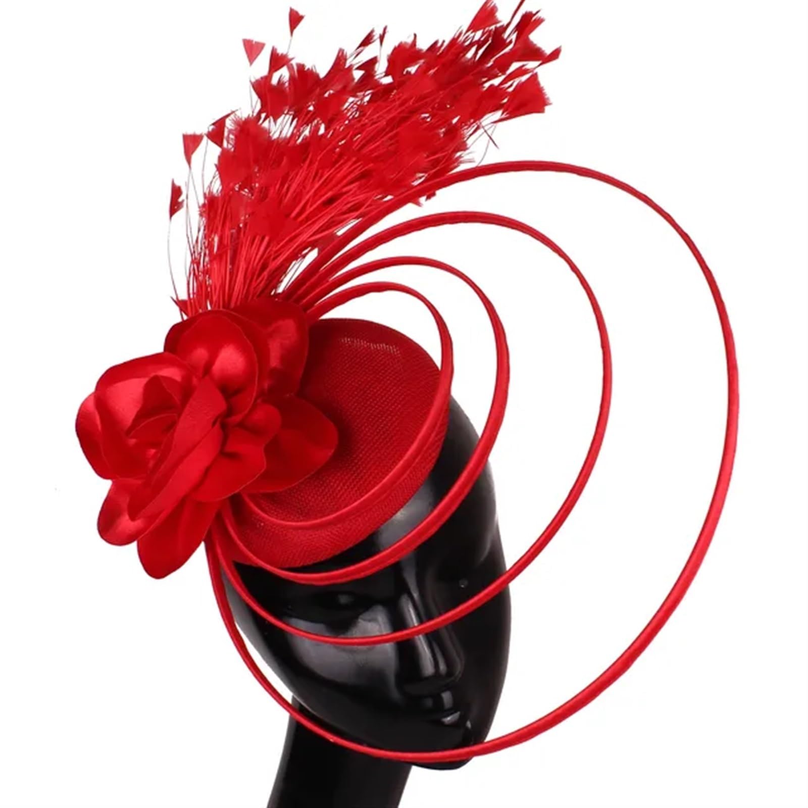 UALXPAO Wedding Hats Race Occasion Fascinator Hats Bowknot Bridal Wedding Church Women Fancy Cocktail Party Multiple Colors for Tea Party,Weddings(Red)