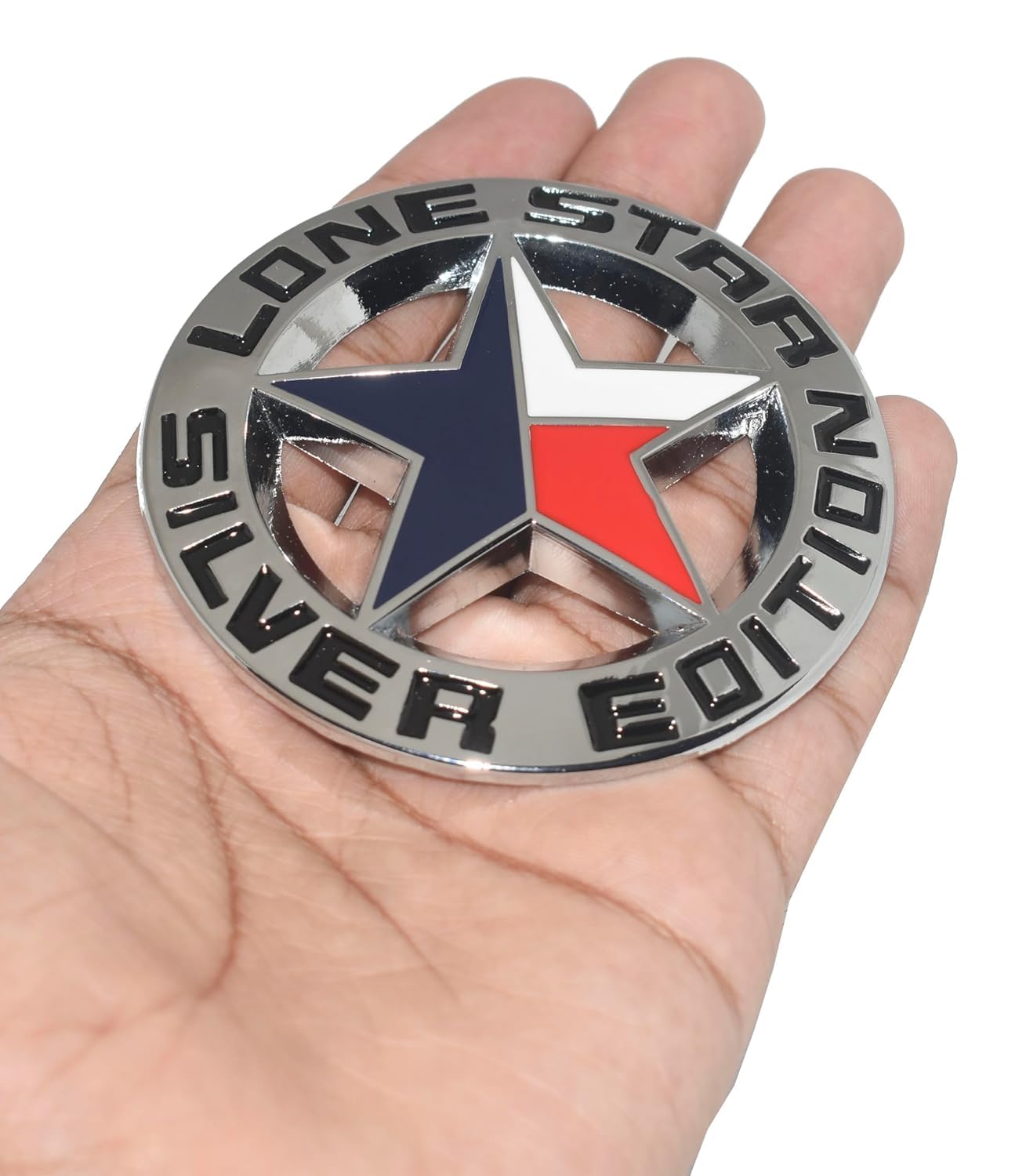 SIMMON AUTOHUB Lone Star Silver Edition 3D Metal Sticker for