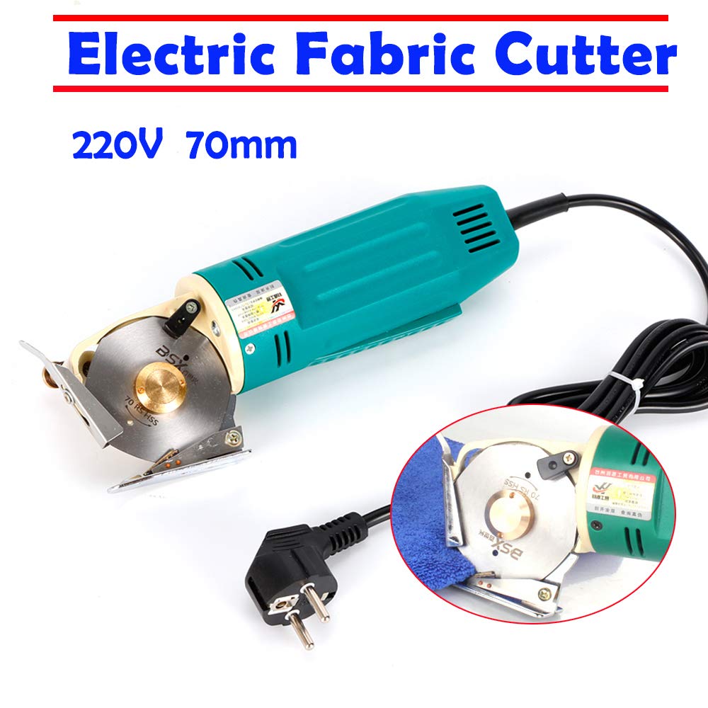 Taglierina elettrica industriale per tessuti, 170 W, 220 V, con lama in acciaio da 70 mm, spessore di taglio fino a 25 mm, lama di ricambio, cavo di alimentazione lungo, per tessuti, pelle, carta