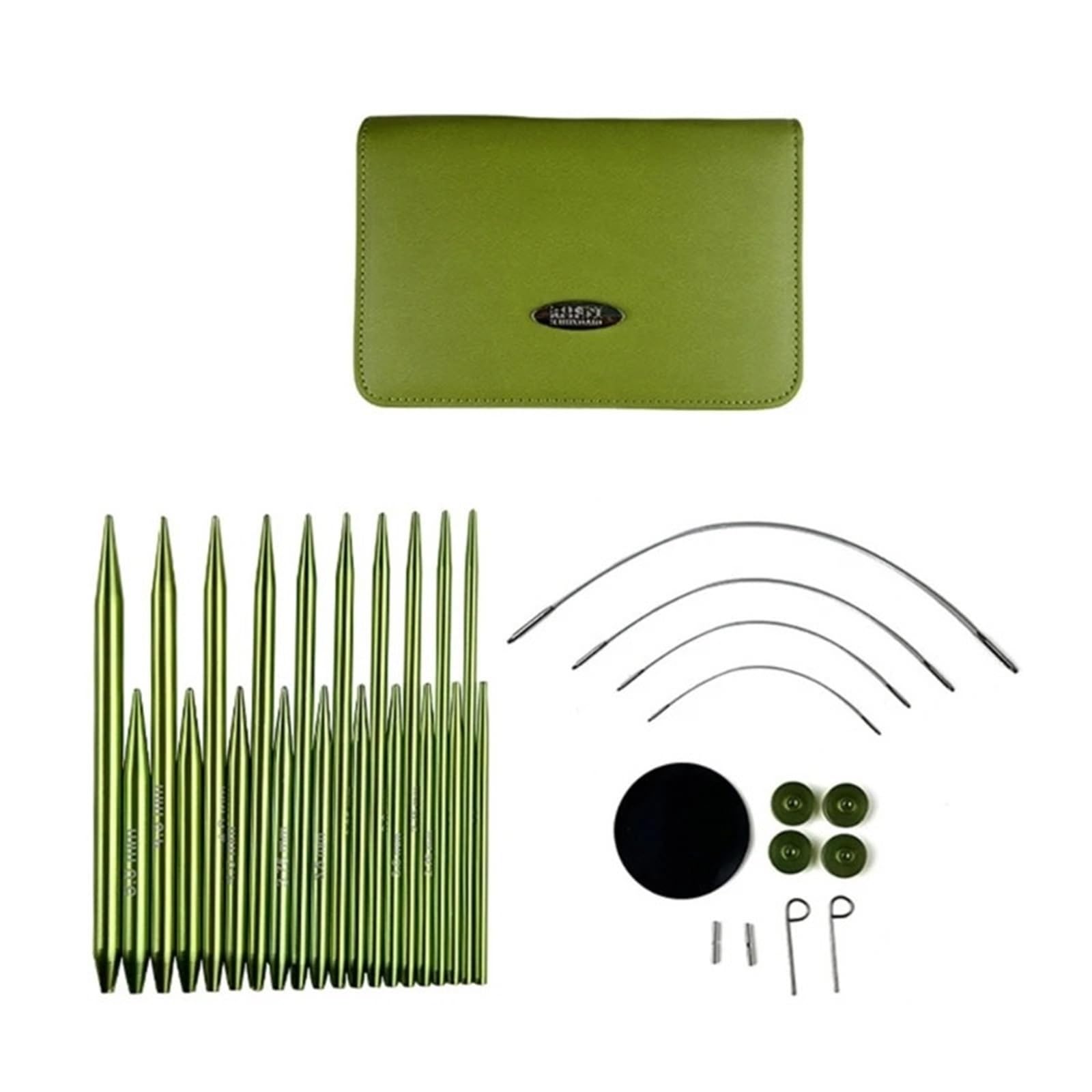 Zestaw okrągłych drutów do robienia na drutach 10 par aluminiowych okrągłych drutów do robienia na drutach ze skórzanym etui 2,2 mm-5,0 mm wymienne