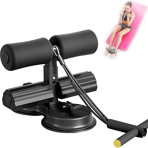 Ab dominal training aid, double suction cup trainer, three-level height adjustment, multifunctional adjustable abdominal trainer with drawstring, suitable for home fitness
