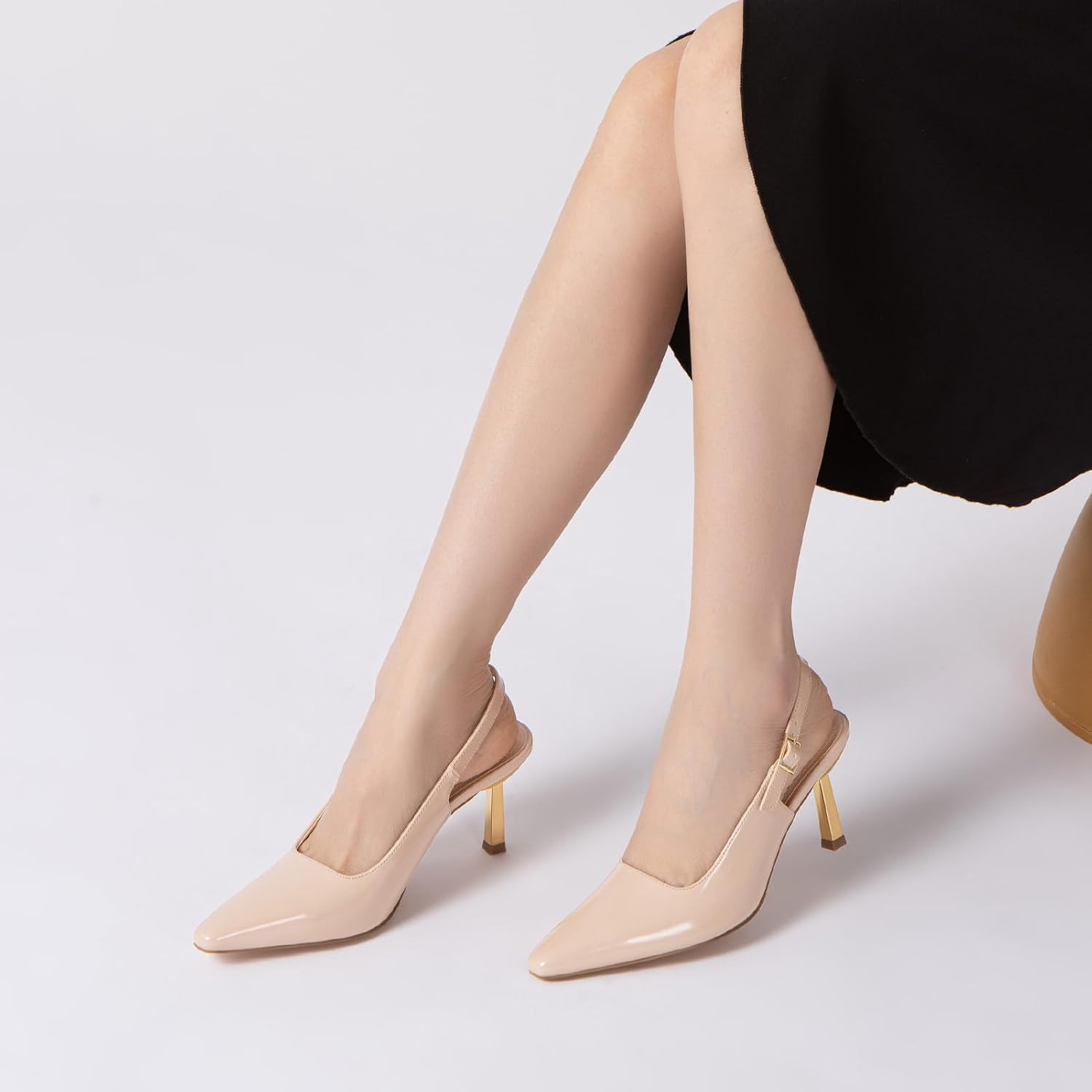 Athlefit Women's High Stiletto Slingback Heels Elegant Closed Square Toe Dress Pumps Shoes for Bridal Wedding Work Party - Image 2