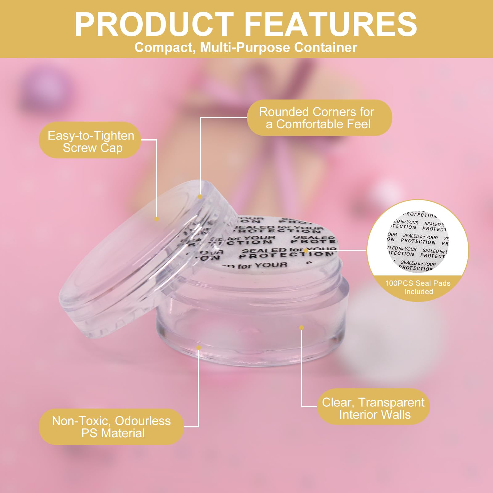 100 Stück 5 Ml Kosmetikbehälter – Runde Plastiktöpfchen Mit Deckel – Für Cremes, Lippenbalsam, Reise