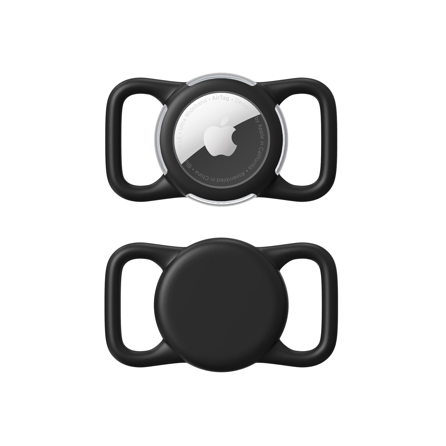 Waterproof Airtag Holder for Dog Collar, Soft Full-Body Protective Airtag Holder for Dog & Cat Collars, Ultra-Durable, Easy Installation, Lightweight Clear Airtag Case (Black, Regular)