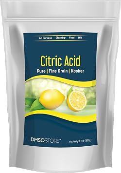 DMSOSTORE Citric Acid 2 lb Fine Grain Powder | Pure Food Grade, Anhydrous, Kosher, Multi-Purpose