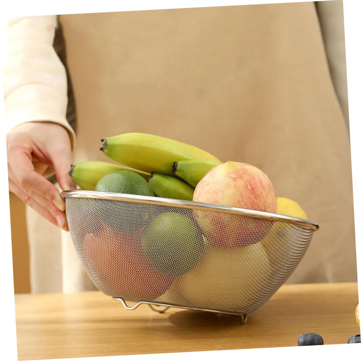 1juego Coladores De Inoxidable Malla Fina Para Verduras y Arroz Escurridor De Cocina Resistente y Práctico Para Uso Diario