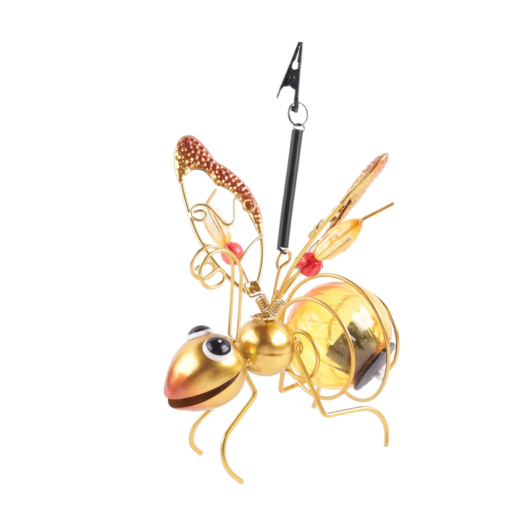 Vjsujehgy Solar Iron Insect Statue with LED Fairy Light Outdoor Hanging Tree Ornament for Fence Yard Courtyard Garden Decor A