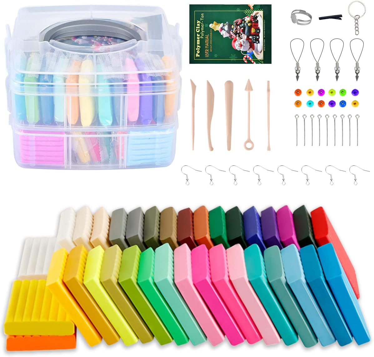 Polymer Clay Starter Kit,50 Colors Oven Bake Modeling Clay,DIY Art