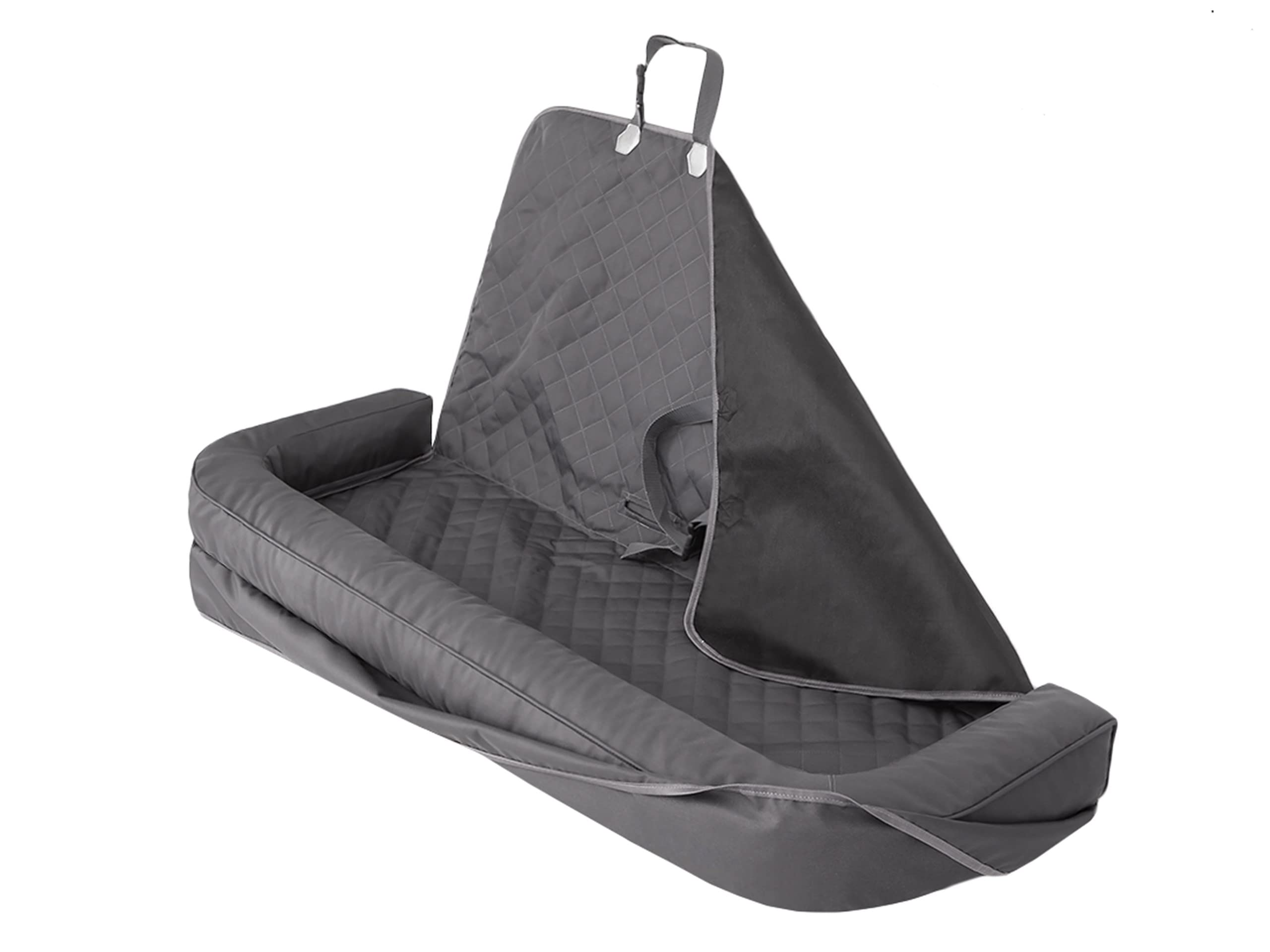 PillowPrim Asiento de Coche para Perros, Manta Trasera para Coche, Caja de Transporte para Gatos, Cesta para Perros, arnés para Perros, Cama para Perros, Cesta de Grafito Oxford, 133 x 45 cm