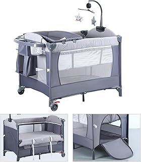 GGEROU Baby Bassinet Bedside Crib with Diaper Table