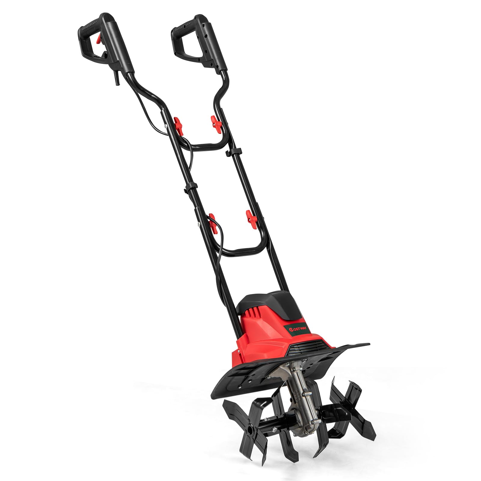 GOPLUS Motoazada Eléctrica con Cable, Mulas Mecanicas de 10 A con 32 cm de Ancho de Labranza y 22 cm de Profundidad de Trabajo, Azada Plegable (Rojo,1200w)