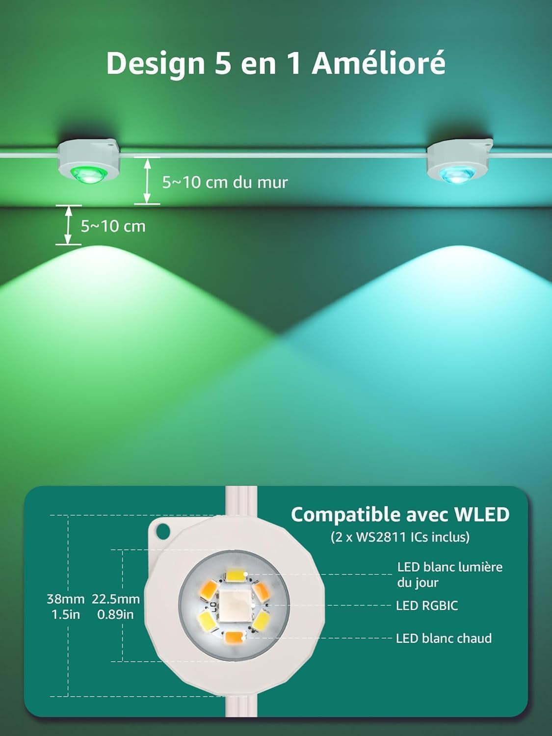 Lepro E1 IA Guirlande Lumineuse Intelligente 15M, Éclairage Extérieur Permanent 30 RGBIC LEDs, Concepteur d'Éclairage IA Personnalisé, Contrôle Vocal Music Sync Compatible avec Alexa Google Assistant