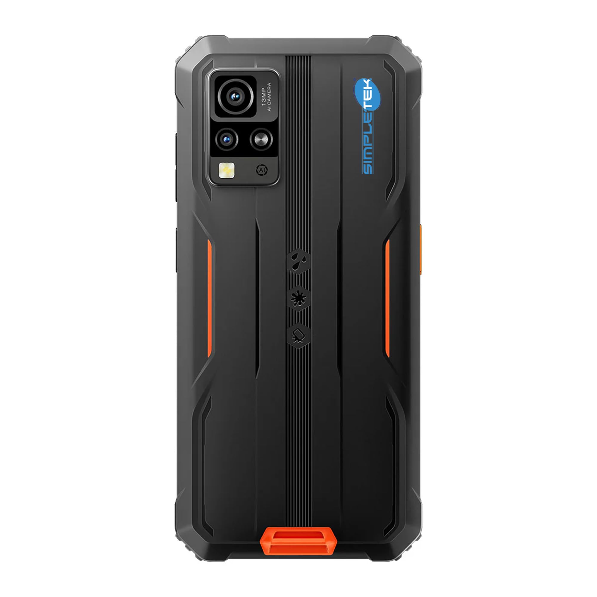 SIMPLETEK Smartphone profesional resistente, 128 GB ROM, 4 + 8 GB RAM Boost - batería de 5180 mAh, protección IP68/IP69K, Android 14, NFC, Dual SIM | Duradera
