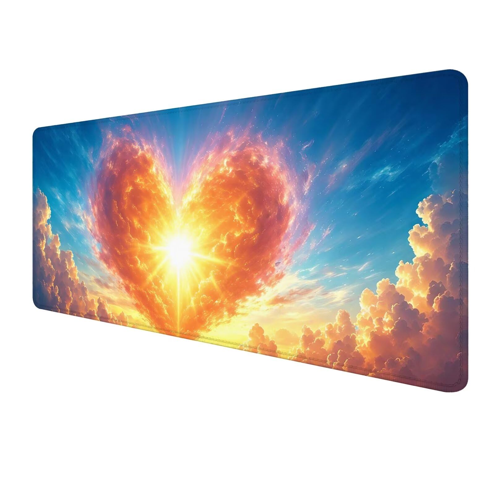 Blu Tappetino Mouse Gaming, Tappetino Mouse XXL 1200 x 500 mm, Tappetino Mouse Cielo, Mouse Pad con Base Antiscivolo, Bordi Cuciti Tappetino per Mouse, Tappetino Mouse Gaming di Alta Precisione S-610