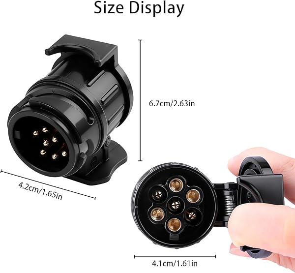 13 Pin to 7 Pin Towing Adaptor, Heavy Duty Waterproof Trailer Plug Converter, Universal 13 Pin Trailer Plug Socket Adaptor for Car Caravan Camper Van, Truck Trailer Durable 12V Connector Black - 2