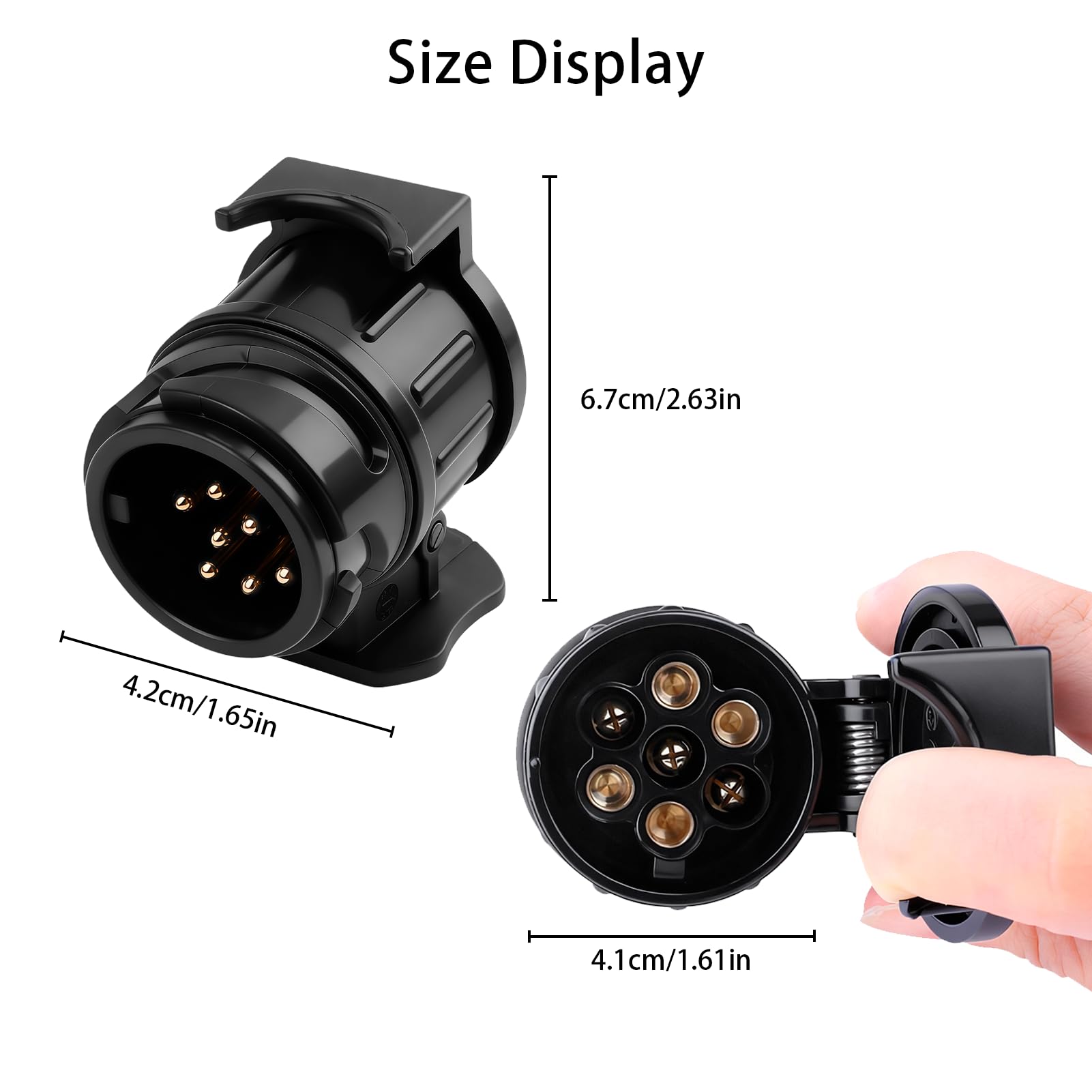 13 Pin to 7 Pin Towing Adaptor, Heavy Duty Waterproof Trailer Plug Converter, Universal 13 Pin Trailer Plug Socket Adaptor for Car Caravan Camper Van, Truck Trailer Durable 12V Connector Black — view 2