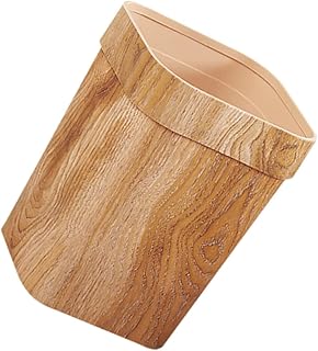 HAPINARY Imitation Wood Grain Trash Can Garbage Can Laundry Basket Room Trash Can Desktop Trash Bin Plastic Wastepaper Basket Household Waste Basket Nordic Style Waste Can Waste Container
