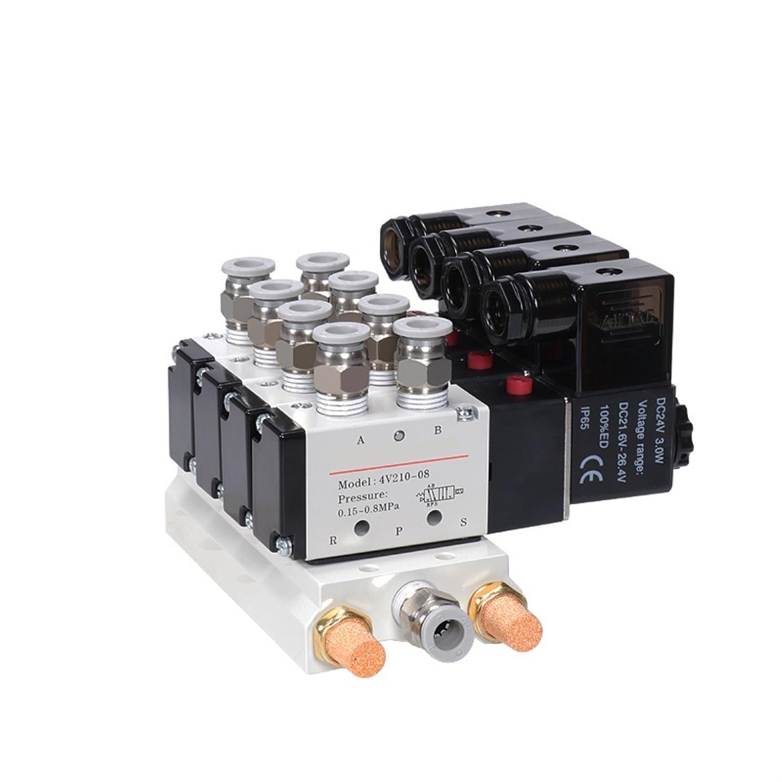 COSZWQDP Solenoid Valve Multi-Way Combination 4V210-08 DC12V 24V AC220V with Fittings 5 Port 2 Position(Dc12v 4mm Fittings,5 Stations)