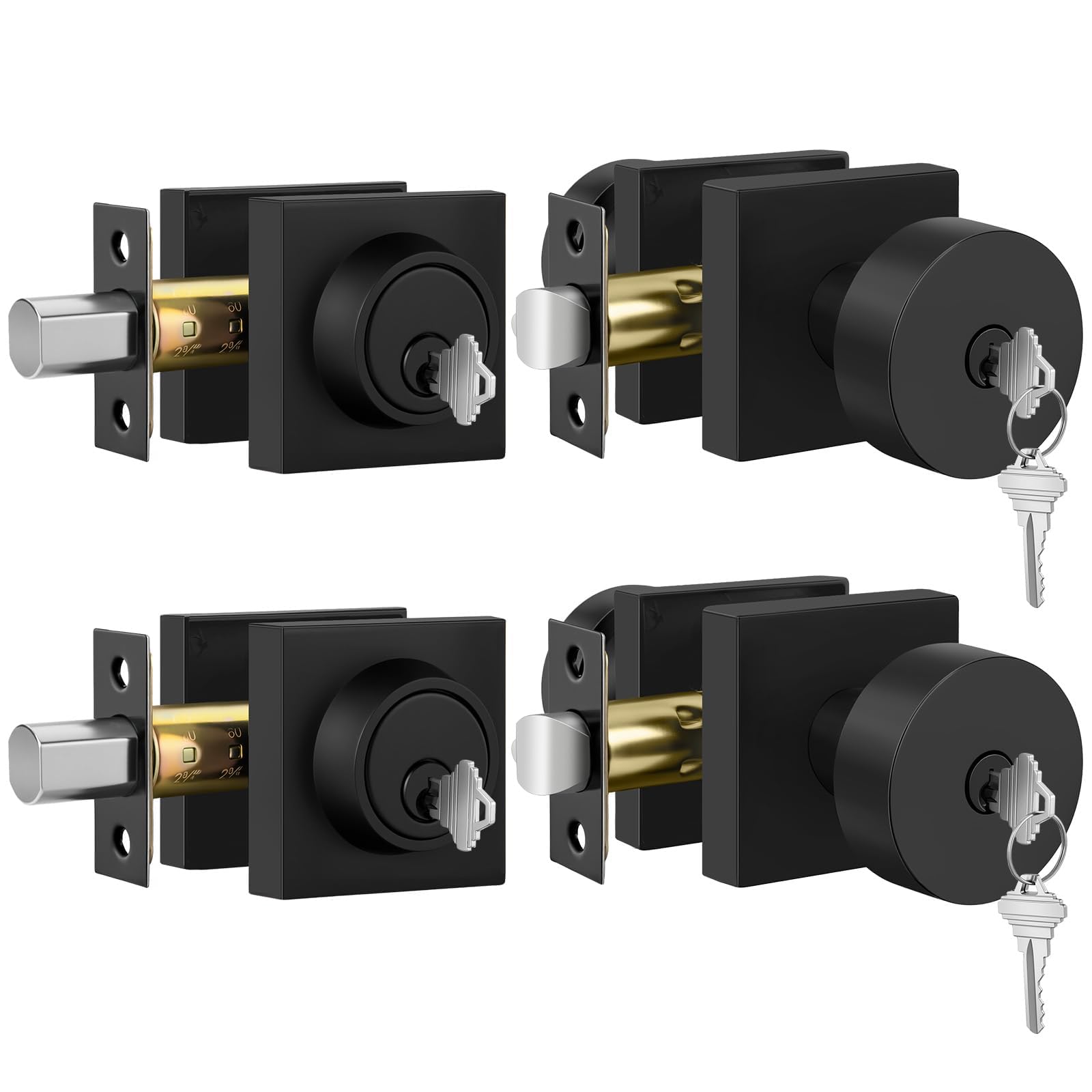 Gold Door Knobs - 6 Pack Zinc Alloy -19