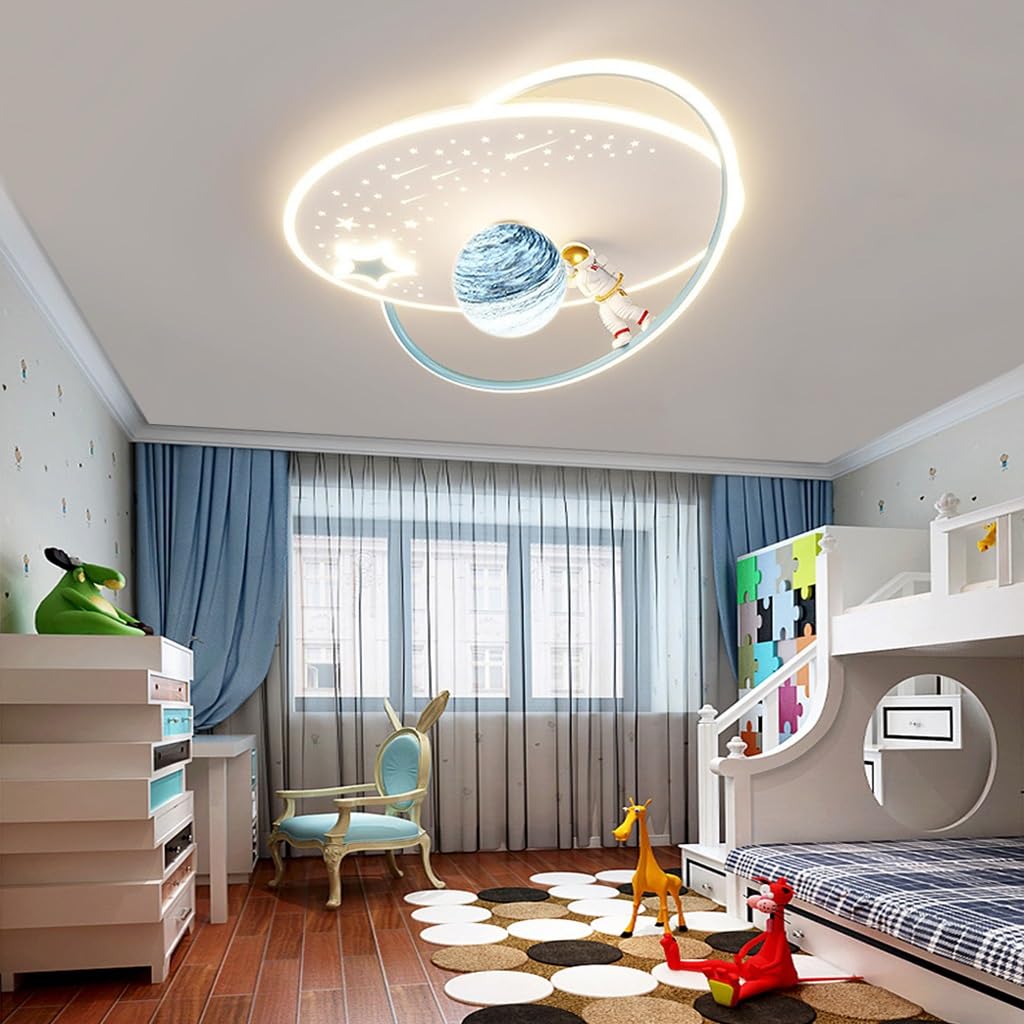 Lampa sufitowa LED ściemnialna lampa sufitowa do pokoju dziecięcego z pilotem lampa wisząca nowoczesna księżyc gwiazda astronauta dziewczynka chłopiec oświetlenie sufitowe LED do sypialni