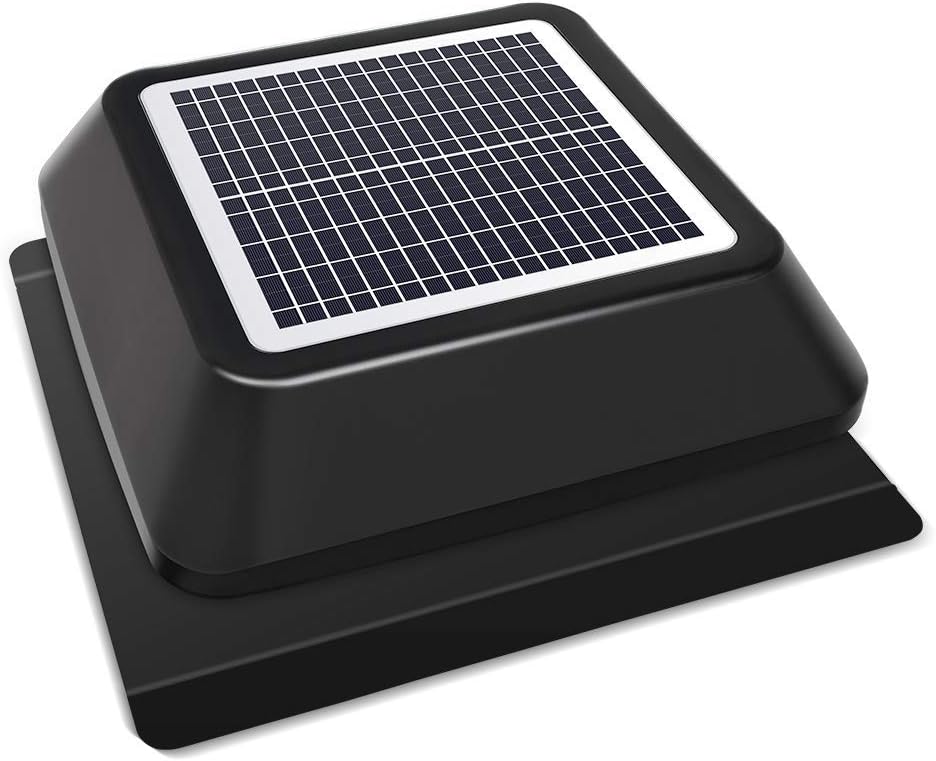 HQST Solar Powered Attic Fan with Adjustable Solar Panel, IP68 Brushless DC Motor, Easy Install, Roof Mount