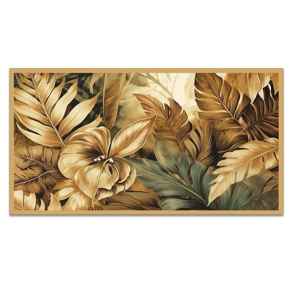 DEKORSTATION Canvas Painting for Wall Decoration Art Prints Golden Leaf Printed Floating Frame Wall Paintings for Home and Office DΓ©cor Size : 12x18 Inches