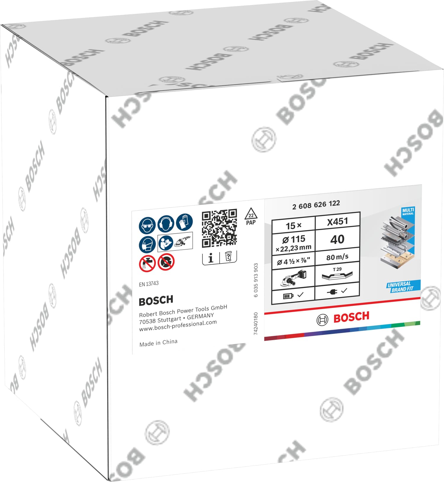 Bosch 15x Disco lamellare X451, G40, G60 (per Acciaio, Alluminio, Ø 115 mm, Grano 40, Professional Accessorio Smerigliatrice angolare piccola)