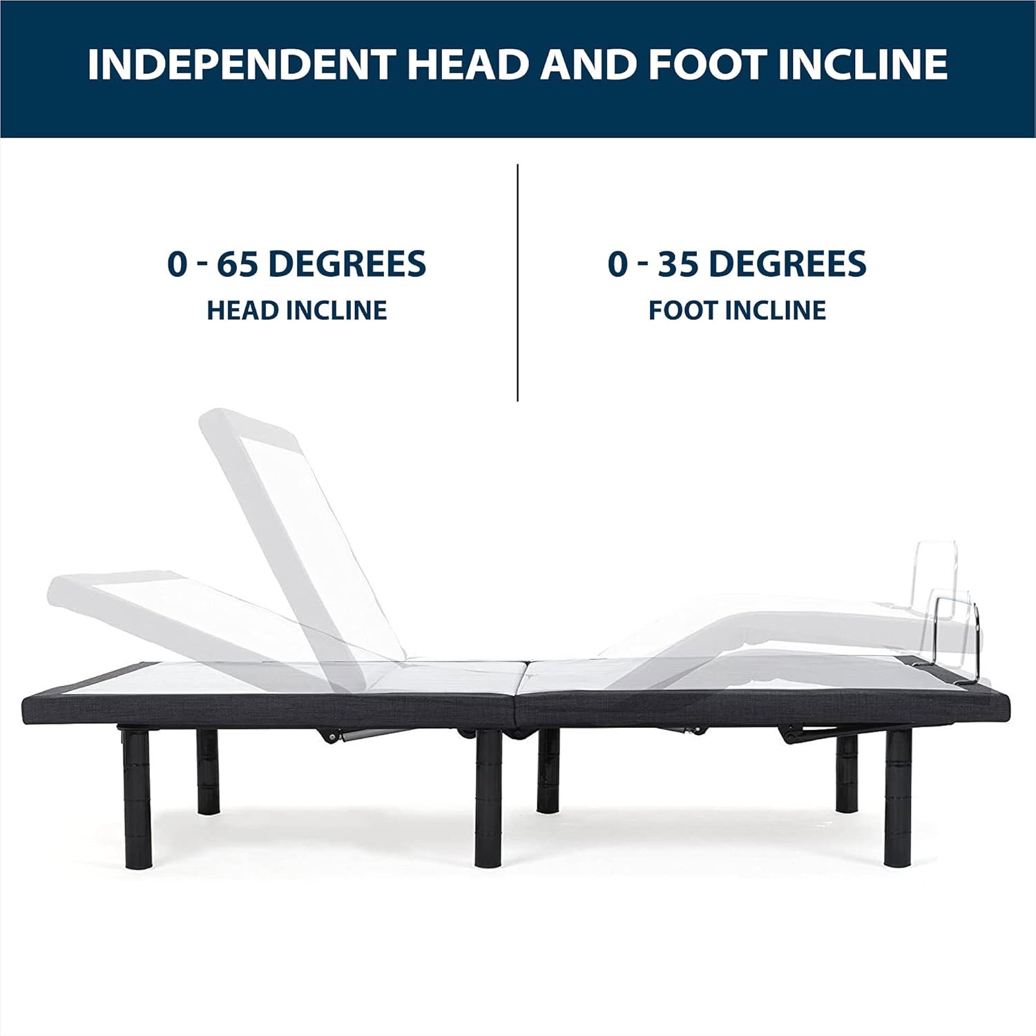 Blissful Nights e3 Twin XL Adjustable Bed Base with Wireless Remote Head and Foot Incline and No Tools Required Assembly