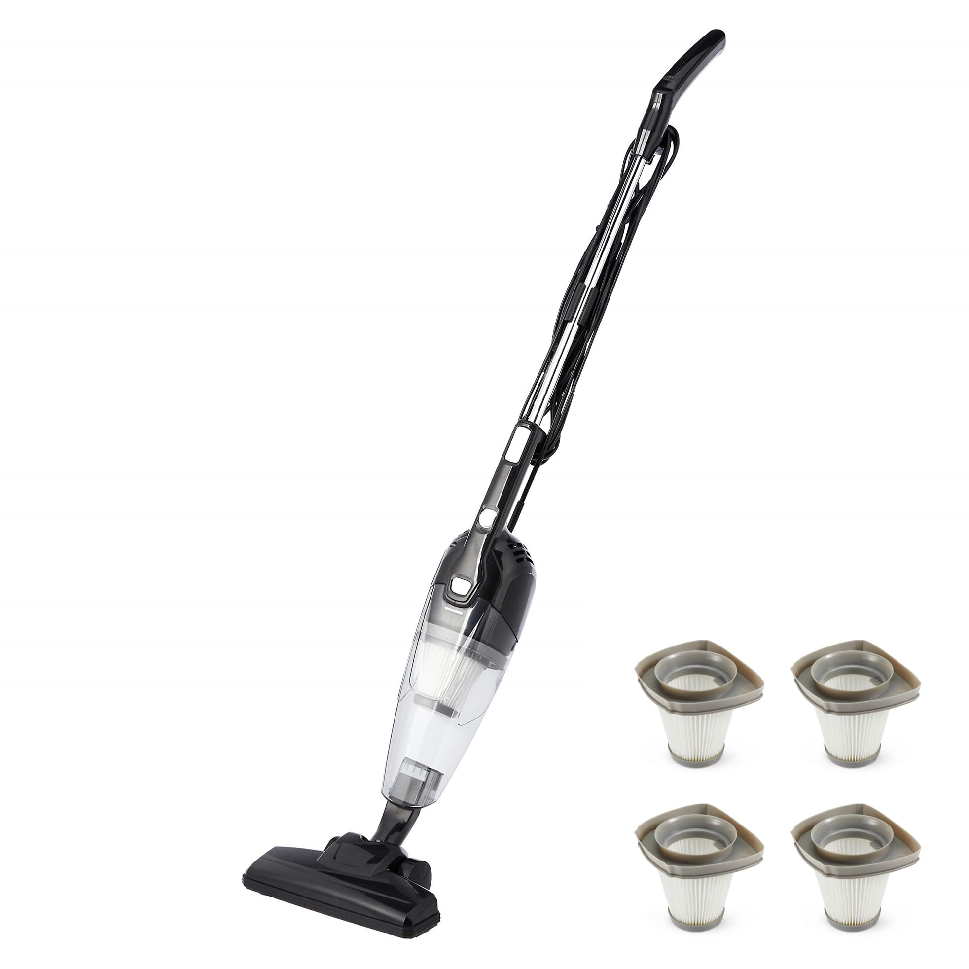 Amazon Basics 2-in-1 Stielsauger mit Kabel + HEPA-Ersatzfilter (4er-Set) - Leichter Staubsauger, ECO-Motor, Waschbare Filter