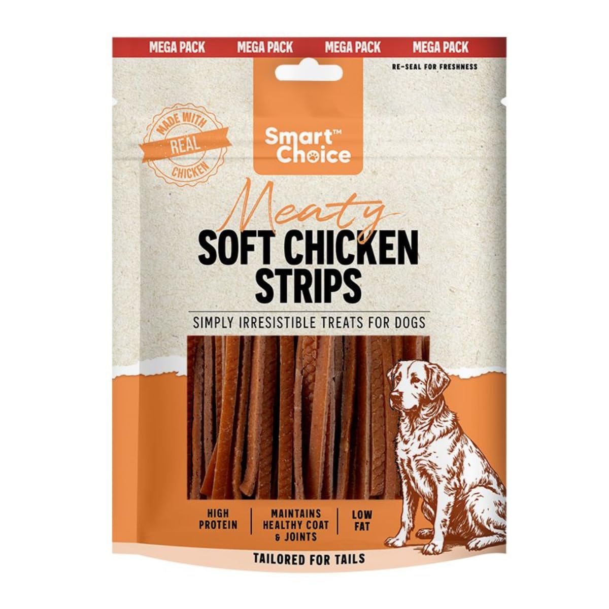 Soft Chicken Strip Dog Treats 300g Resealable Packet Made with Real Chicken High Protein Low Fat Training Rewards Supports Healthy Coat and Joints for All Dog Breeds - Mega Pack