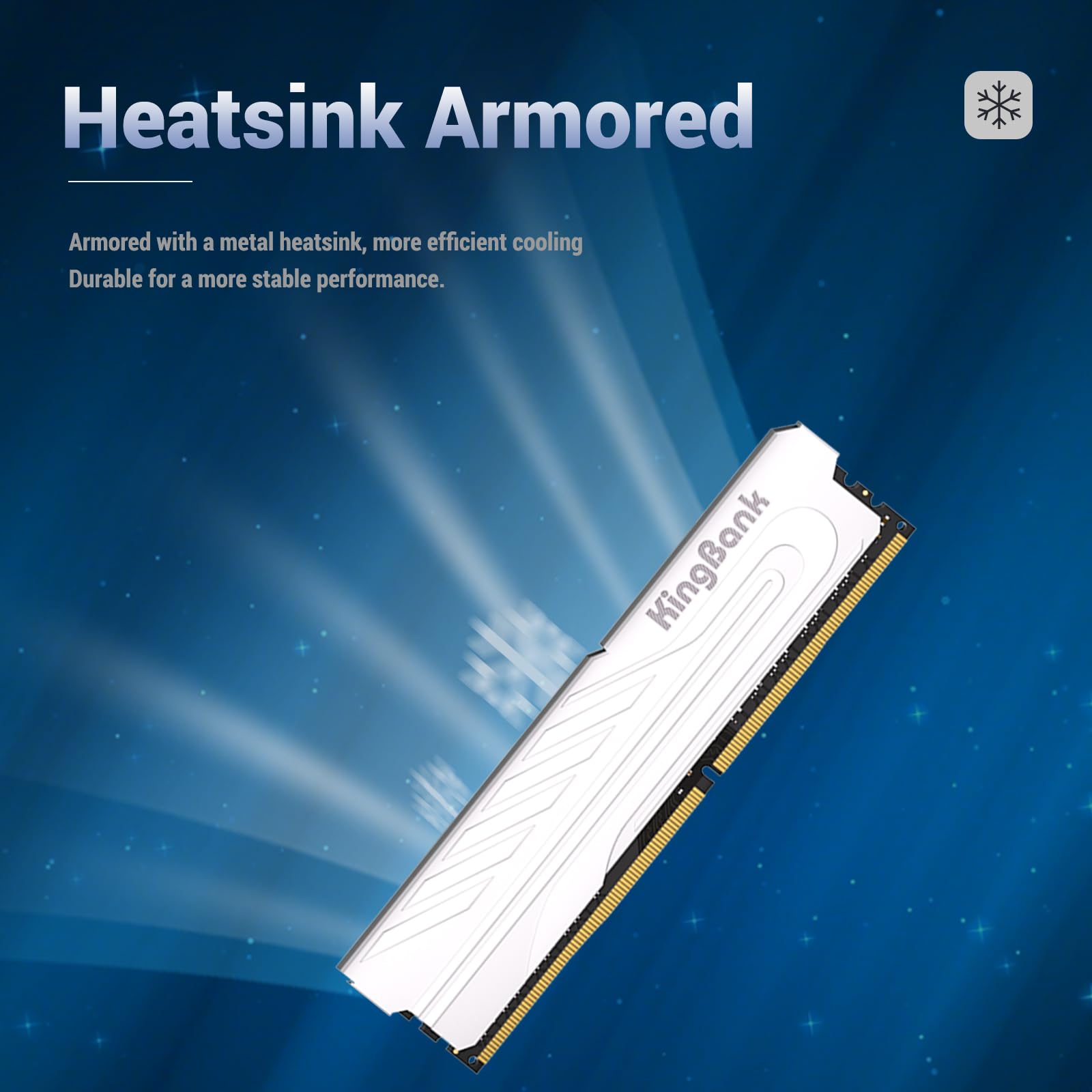 Memória Ram KingBank DDR4 16GB 3200Mhz 1.35V CL16 Prata dissipador