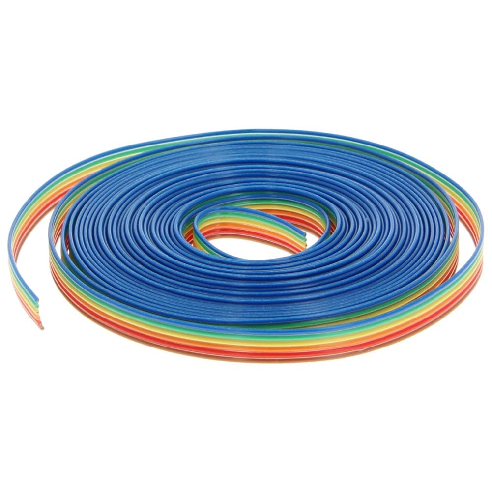 UEETEK 5M 10 Pin Rainbow Color Flat Ribbon IDC Wire Cable