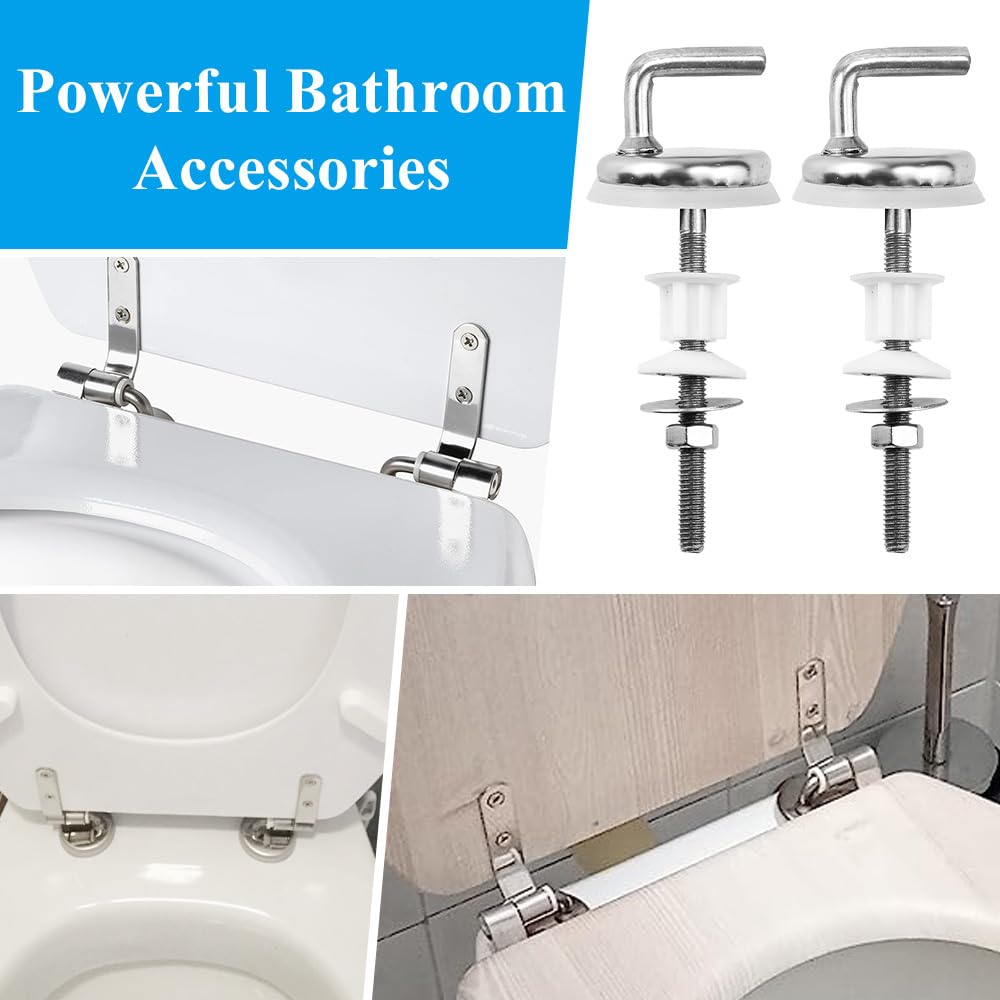 NAROSEBE 2 Kit Cerniere del Sedile del WC Cerniere Tavoletta WC Acciaio Inox Cerniere di Ricambio per WC Cerniere Copriwater Universali Kit Fissaggio Tavoletta per la Maggior Parte dei Modelli di WC