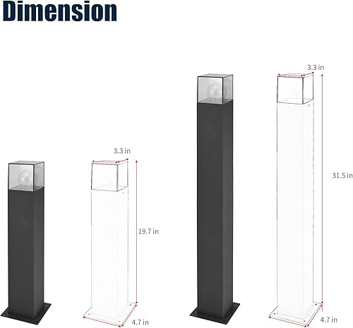 Miniatura 6 de Luces de camino al aire libre E26 modernas luces de bolardo negro iluminación de paisaje con pantalla 120V lámpara de césped IP44 aluminio
